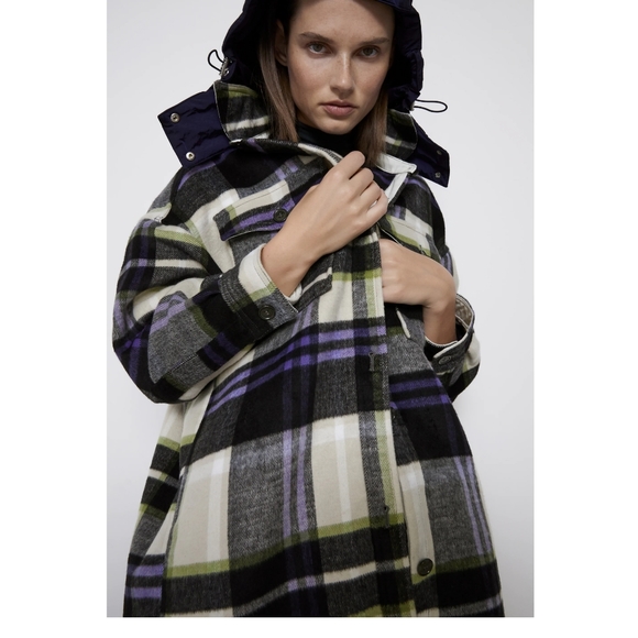 Zara Hooded plaid overshirt - Picture 14 of 16